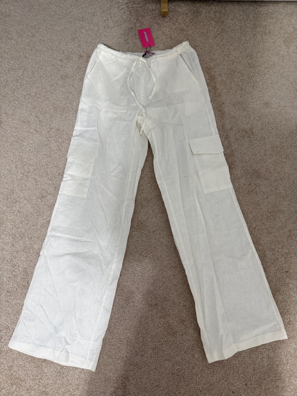 NEW Edikted White Straight Leg Linen Pants